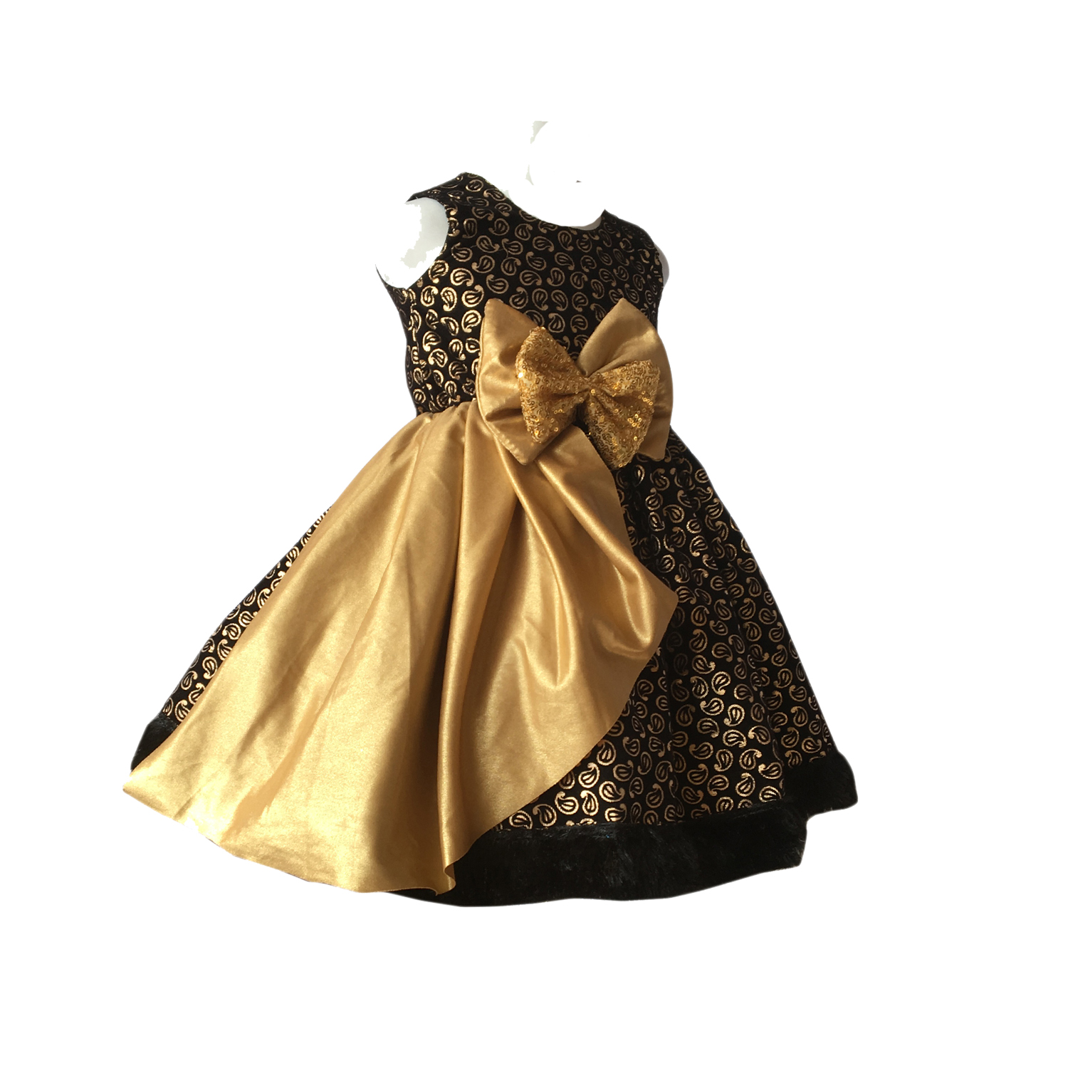 Many Frocks golden foil printed baby party dress  Pink  Yellow   ManyFrocks