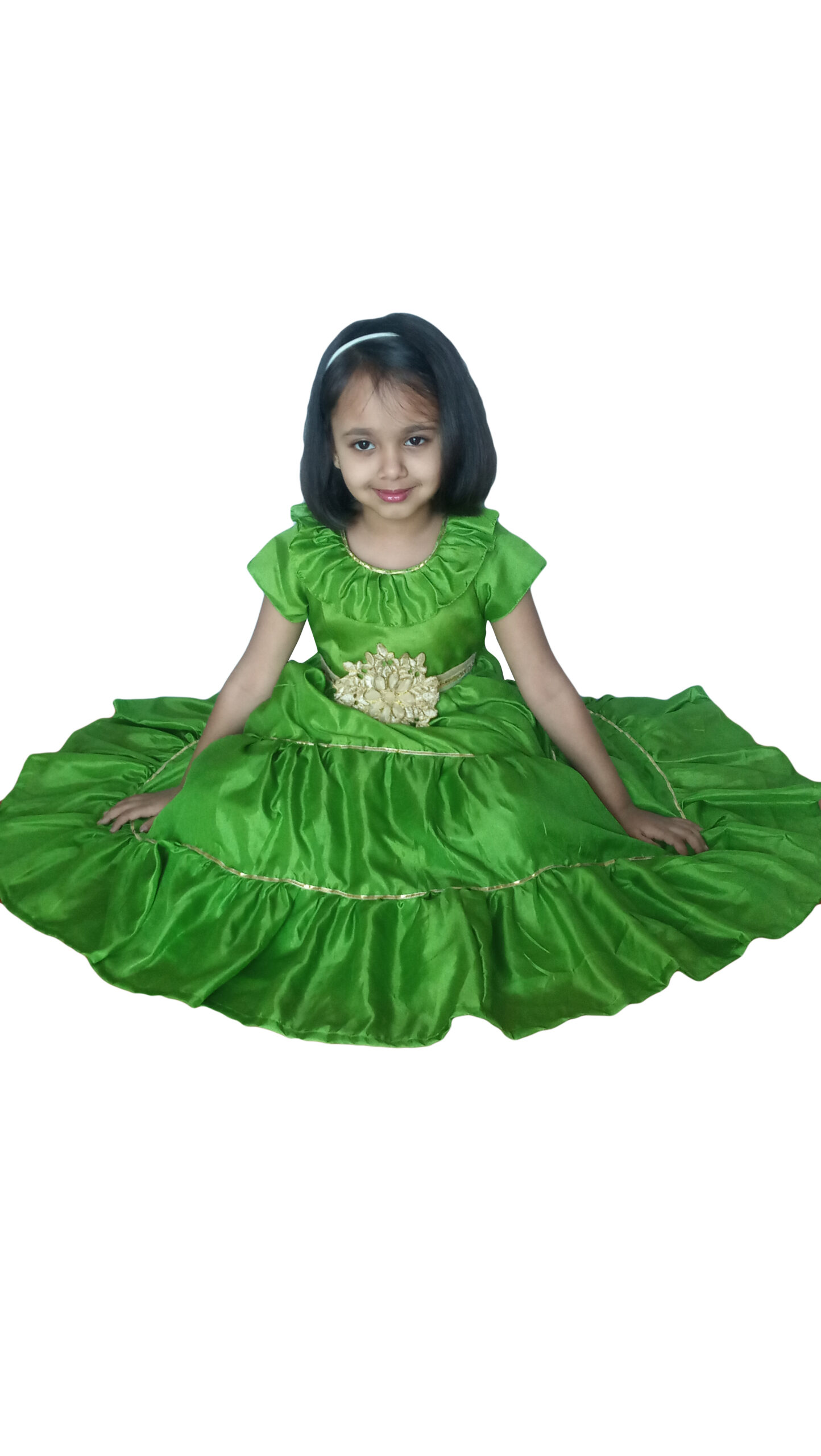 Green Net Long Frock  Birthday Party Dress Baby Kid Girl